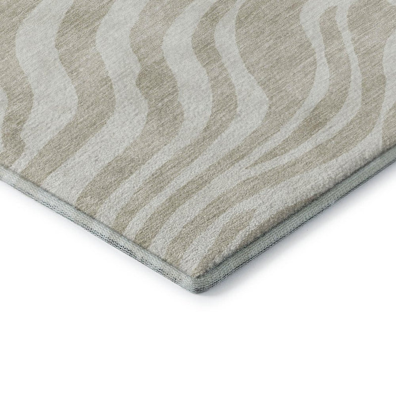 10' X 14' Beige And Ivory Animal Print Washable Area Rug With UV Protection