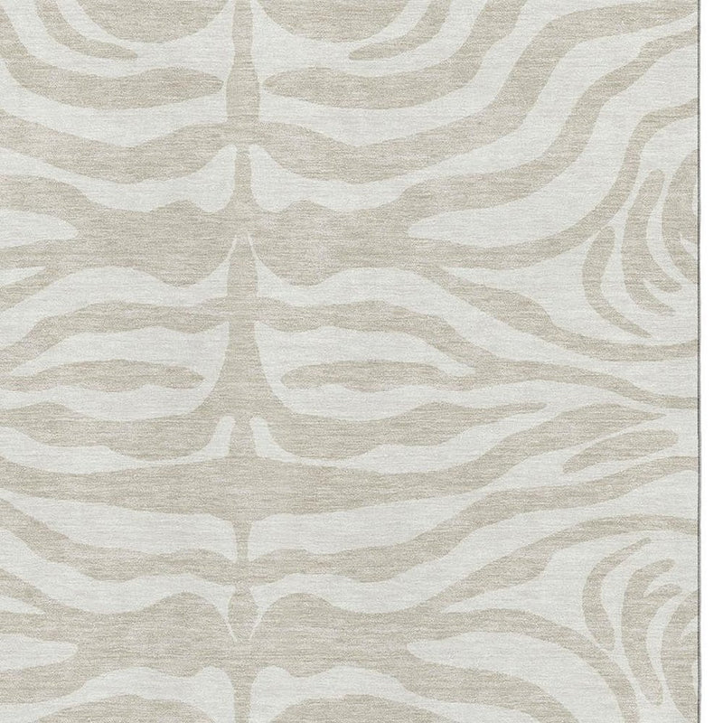 10' X 14' Beige And Ivory Animal Print Washable Area Rug With UV Protection