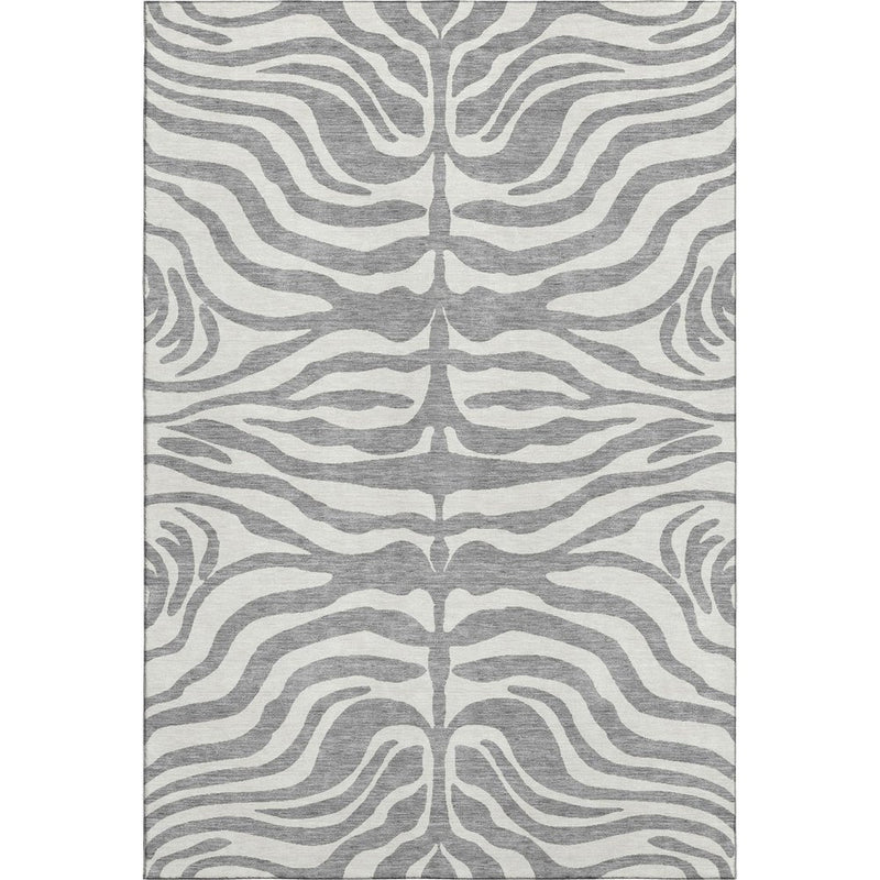 9' X 12' Gray And Ivory Animal Print Washable Area Rug With UV Protection
