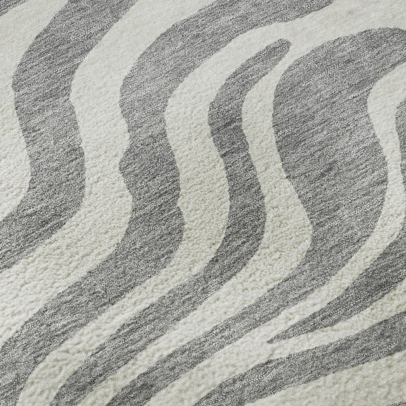9' X 12' Gray And Ivory Animal Print Washable Area Rug With UV Protection