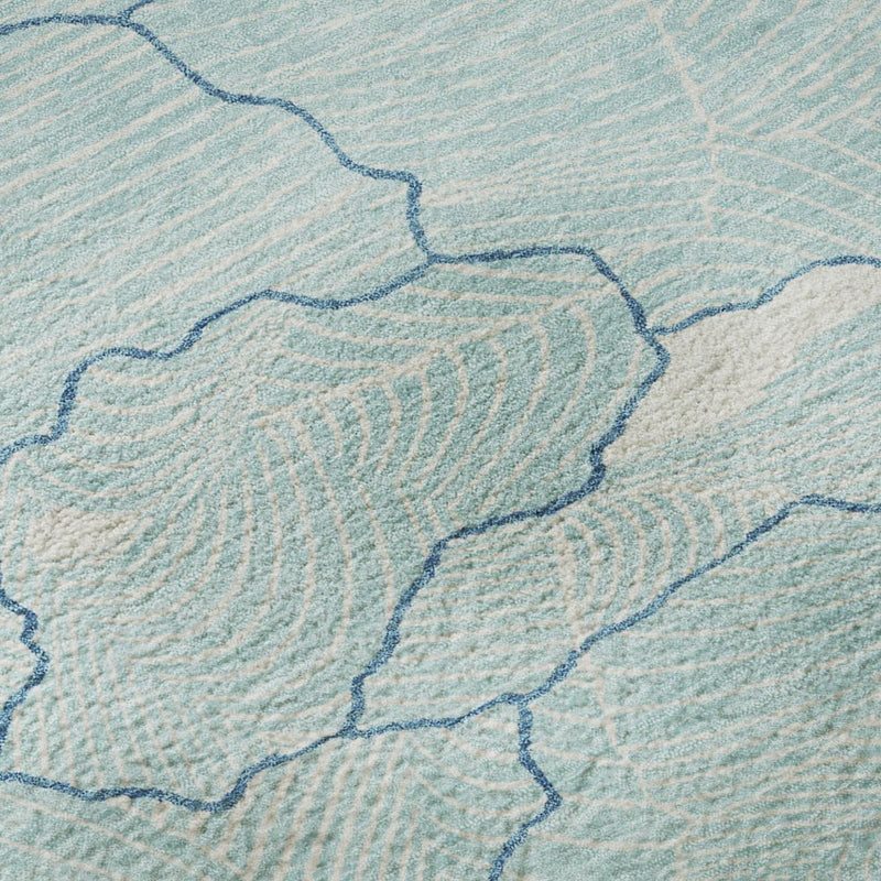 8' X 10' Aqua Teal And Ivory Abstract Washable Area Rug With UV Protection