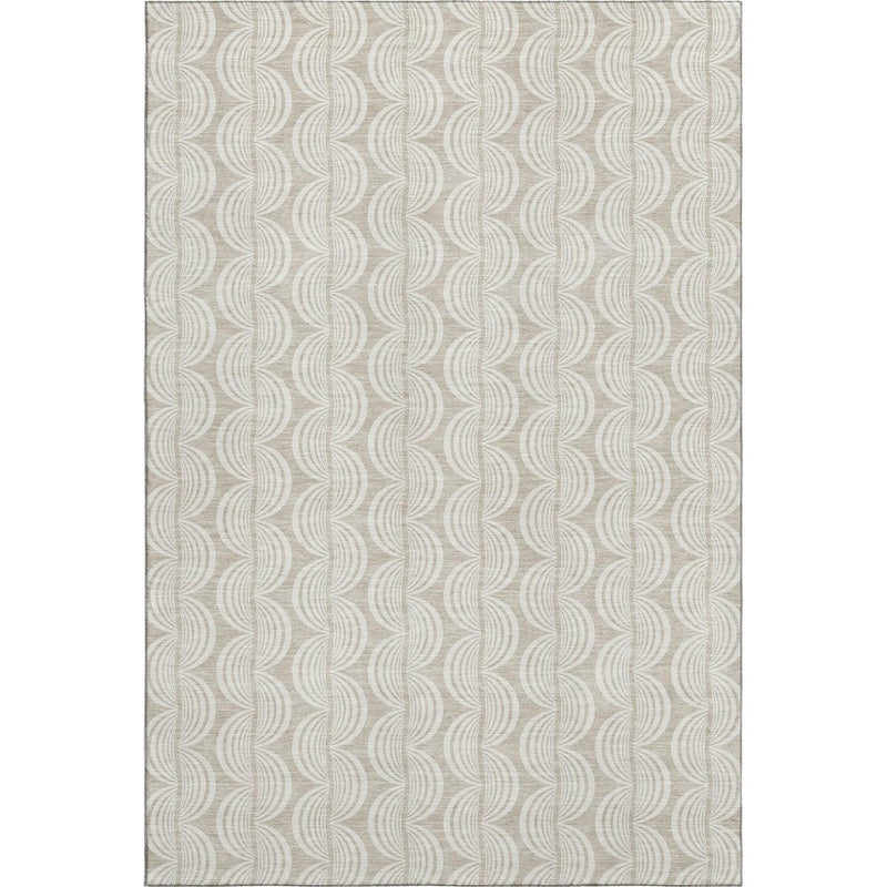 9' X 12' Beige And Ivory Ogee Washable Area Rug With UV Protection