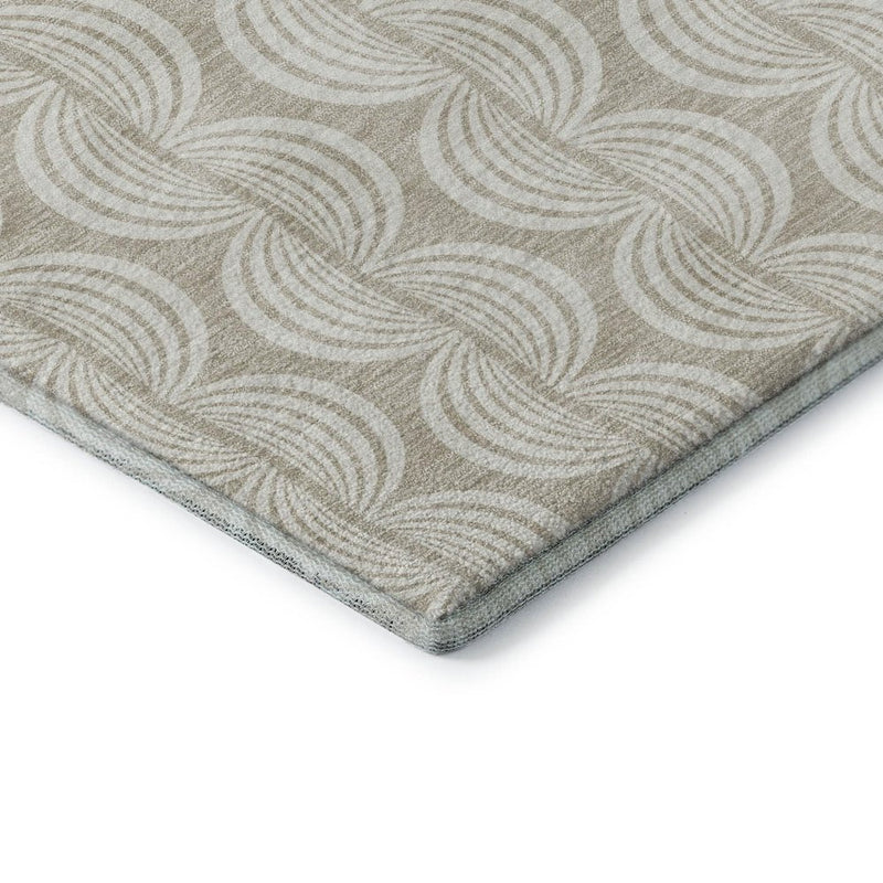 9' X 12' Beige And Ivory Ogee Washable Area Rug With UV Protection