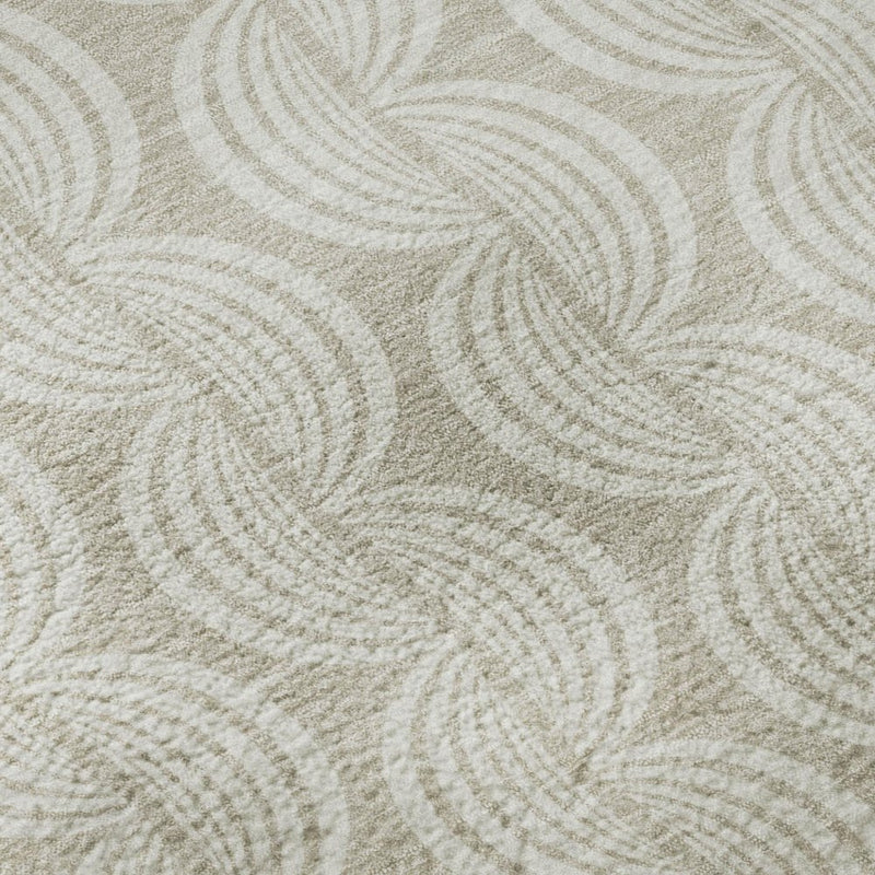 9' X 12' Beige And Ivory Ogee Washable Area Rug With UV Protection