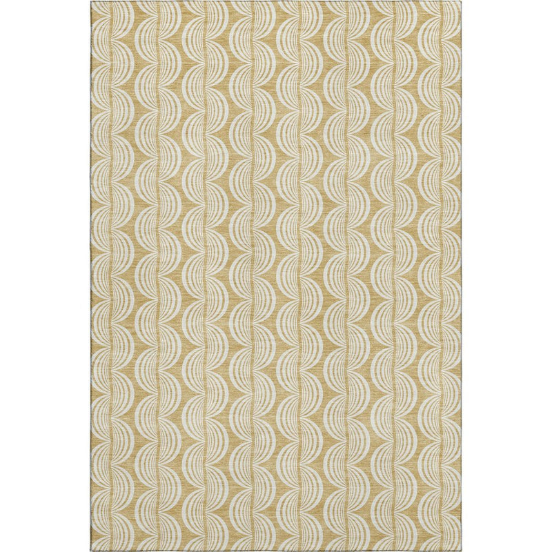 9' X 12' Gold And Ivory Ogee Washable Area Rug With UV Protection