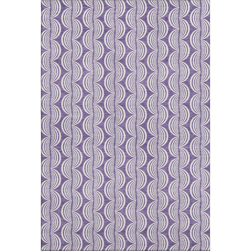 10' X 14' Purple And Ivory Ogee Washable Area Rug With UV Protection