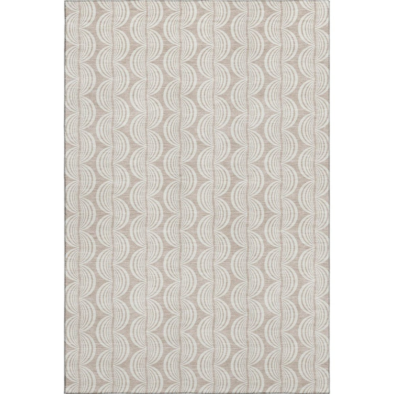 9' X 12' Khaki And Ivory Ogee Washable Area Rug With UV Protection