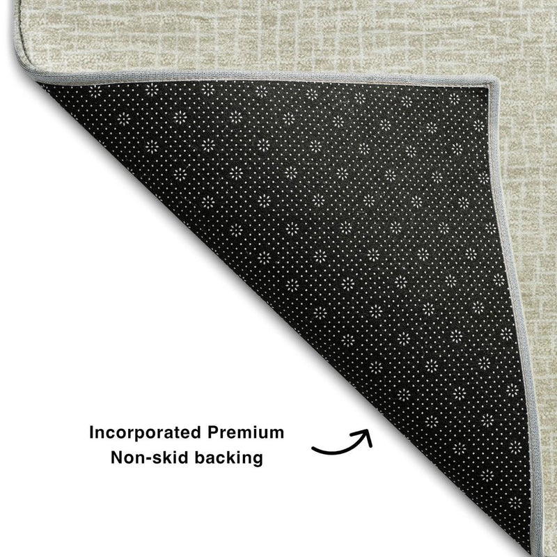 5' X 8' Beige And Ivory Geometric Washable Area Rug With UV Protection