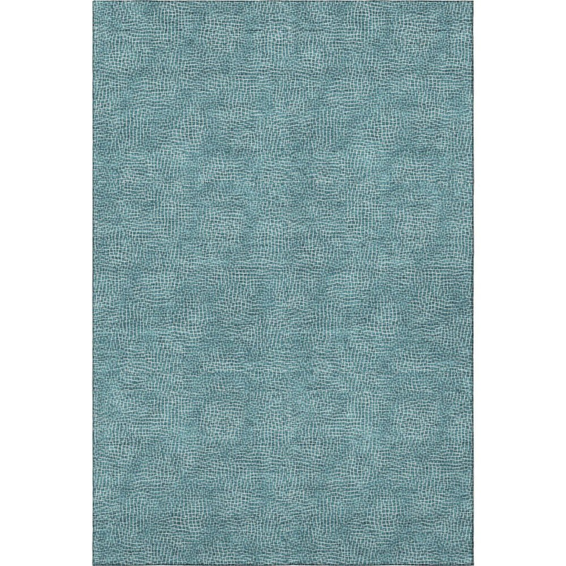 5' X 8' Teal And Ivory Geometric Washable Area Rug With UV Protection