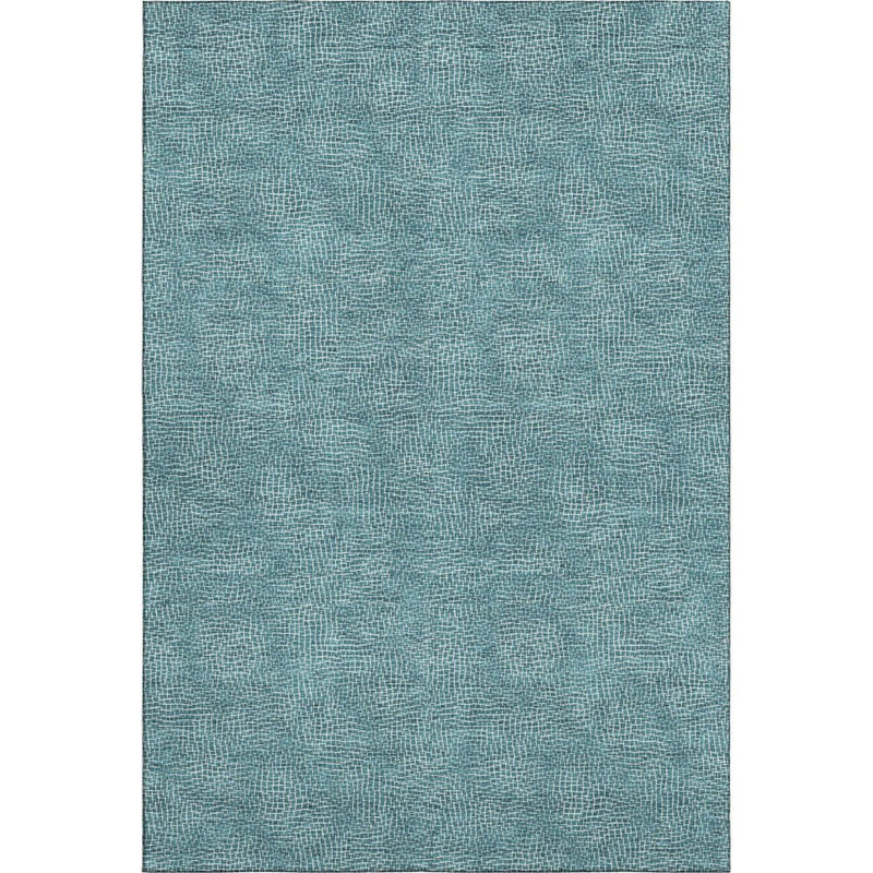 9' X 12' Teal And Ivory Geometric Washable Area Rug With UV Protection