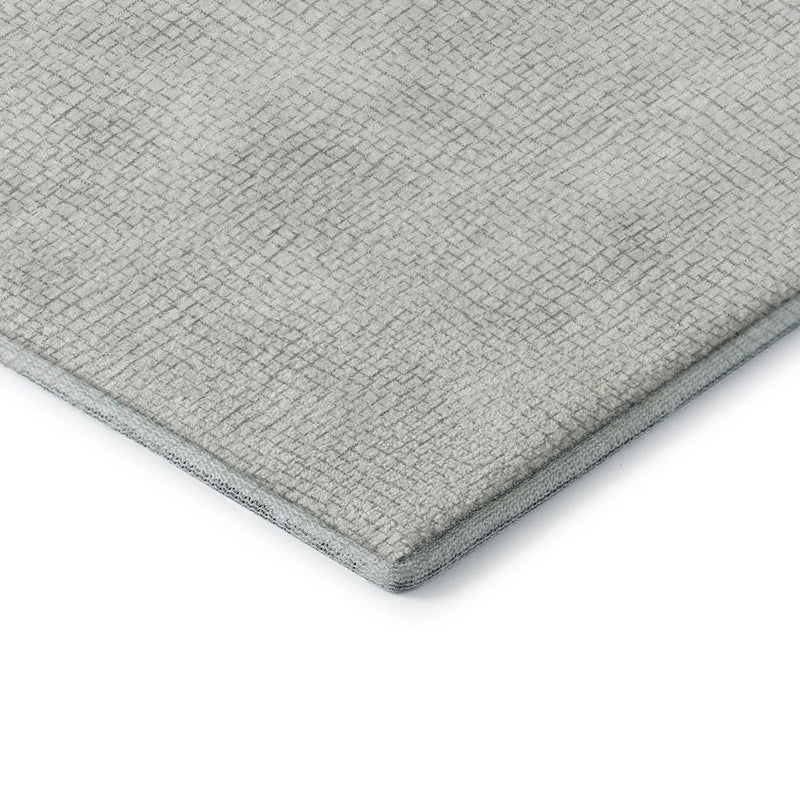 8' X 10' Silver And Ivory Geometric Washable Area Rug With UV Protection