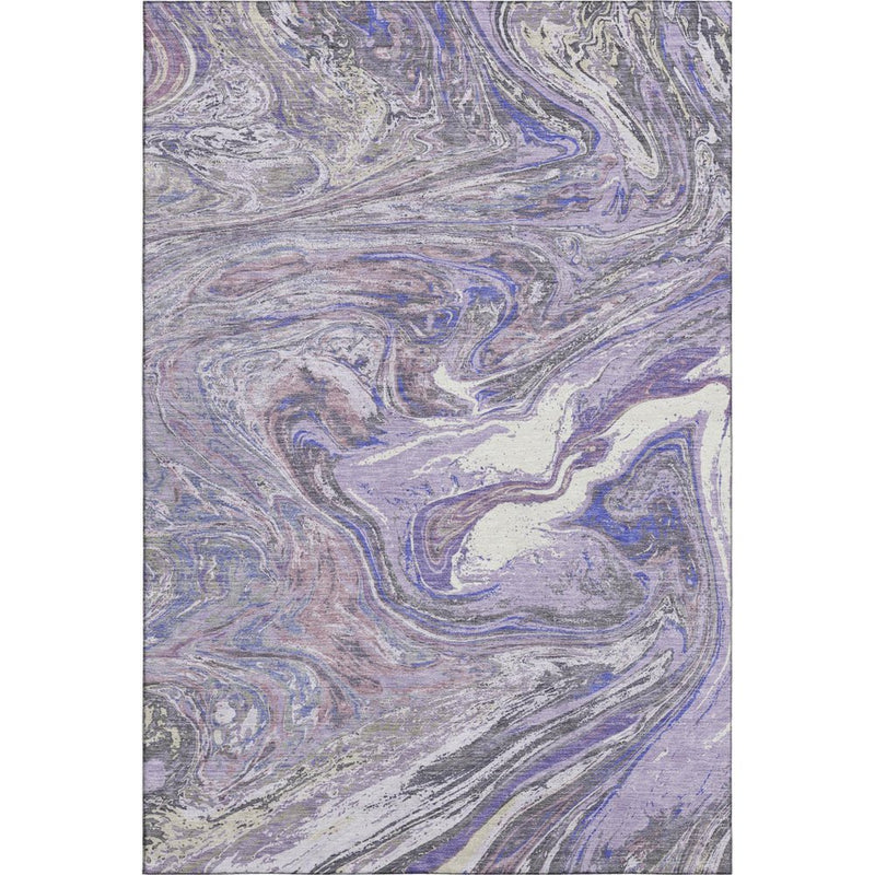 10' X 14' Lavender Gray And Ivory Abstract Washable Area Rug With UV Protection