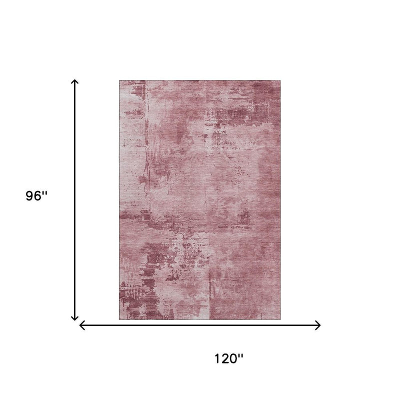 8' X 10' Blush And Mauve Abstract Washable Area Rug With UV Protection
