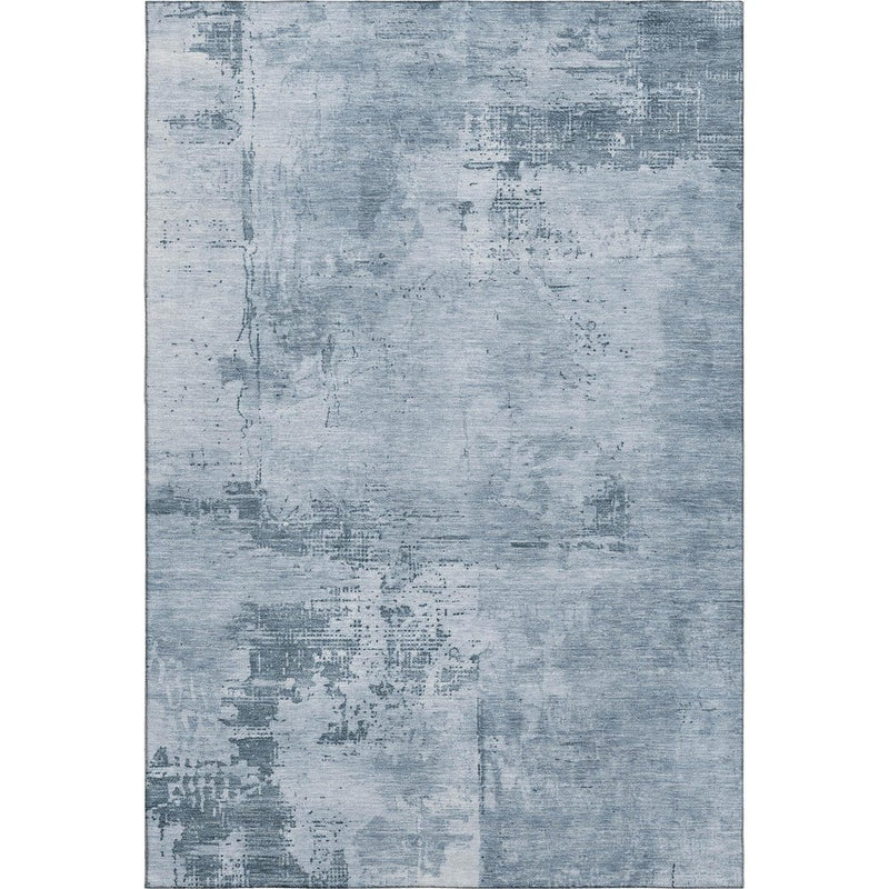 5' X 8' Denim Blue And Ivory Abstract Washable Area Rug With UV Protection