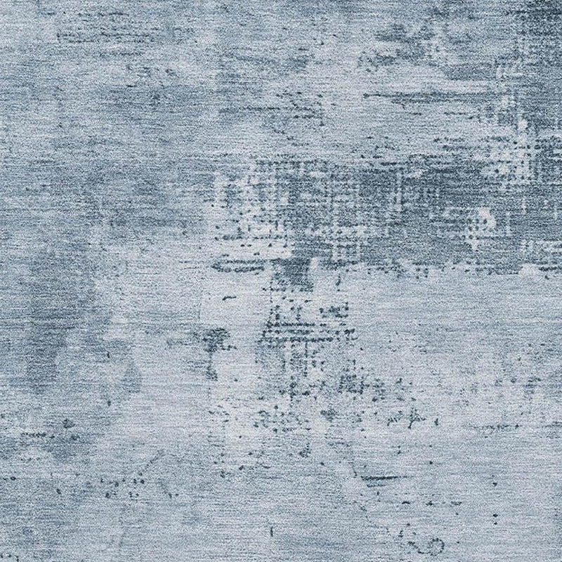 8' X 10' Denim Blue And Ivory Abstract Washable Area Rug With UV Protection