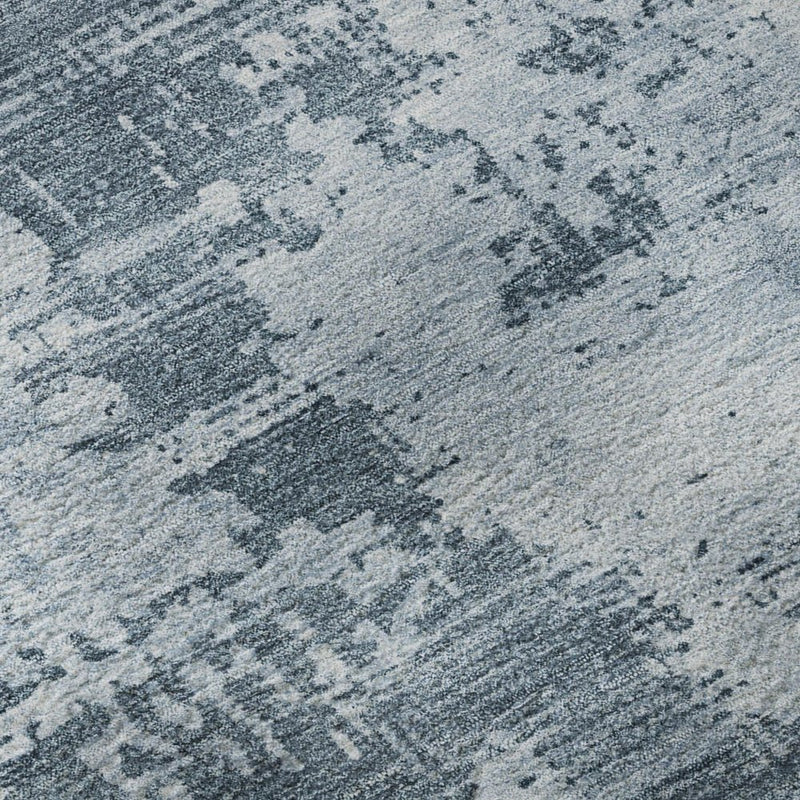 10' X 14' Denim Blue And Ivory Abstract Washable Area Rug With UV Protection