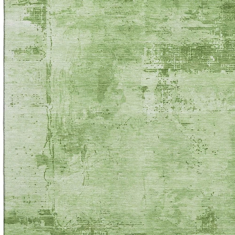 9' X 12' Green And Beige Abstract Washable Area Rug With UV Protection