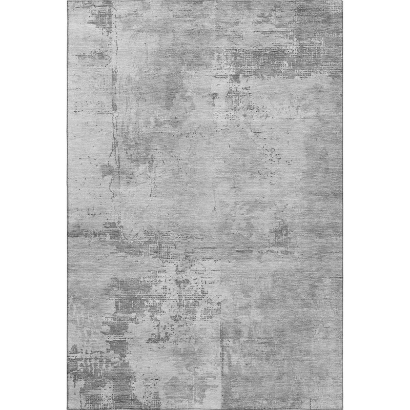 9' X 12' Gray And Silver Abstract Washable Area Rug With UV Protection