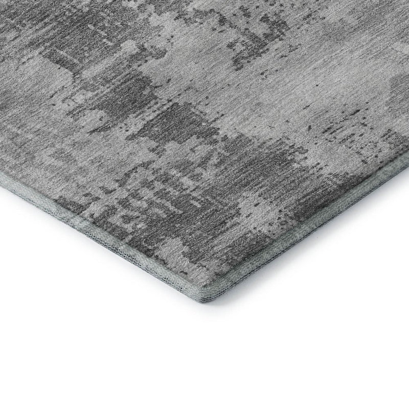 9' X 12' Gray And Silver Abstract Washable Area Rug With UV Protection