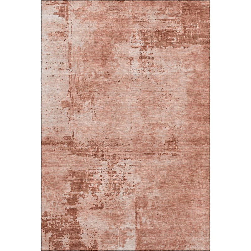 5' X 8' Rust And Coral Abstract Washable Area Rug With UV Protection
