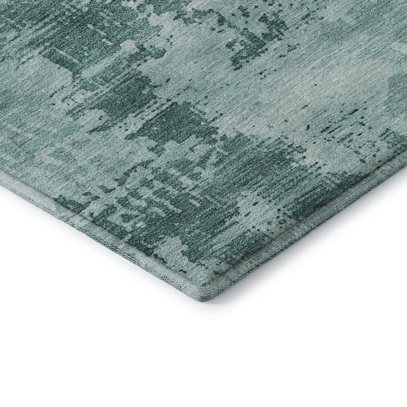 5' X 8' Teal And Aqua Abstract Washable Area Rug With UV Protection