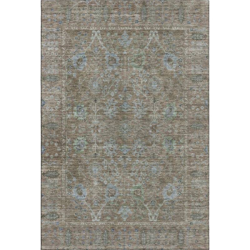 10' X 14' Brown And Blue Oriental Washable Area Rug With UV Protection