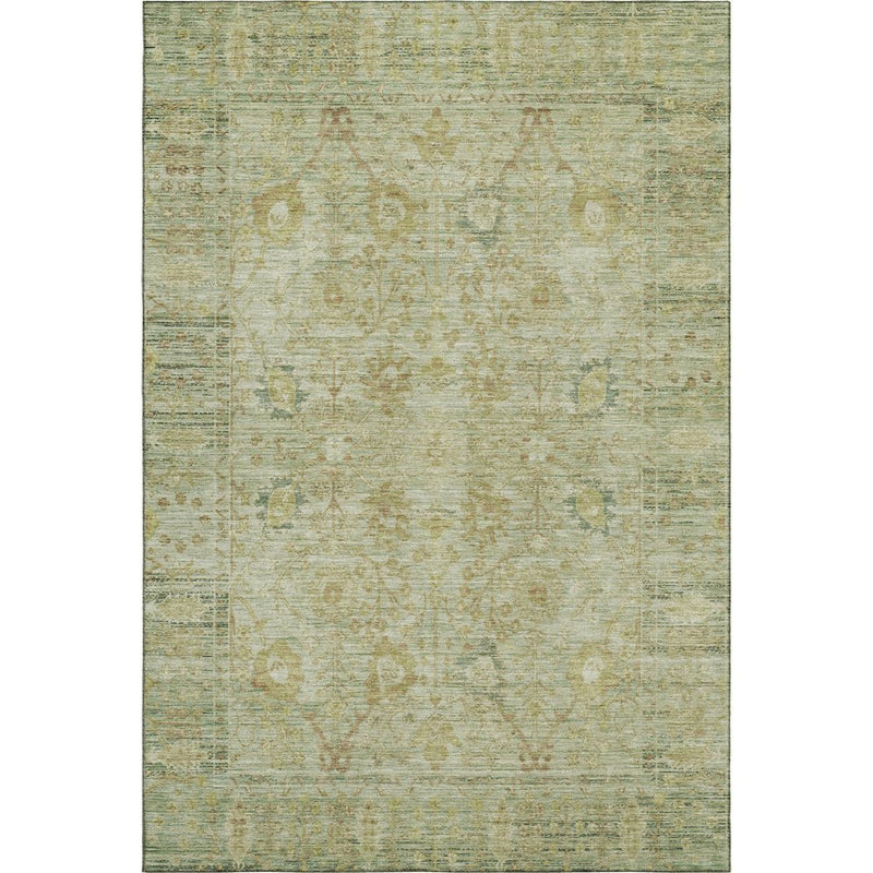 9' X 12' Sage Gray And Gold Oriental Washable Area Rug With UV Protection