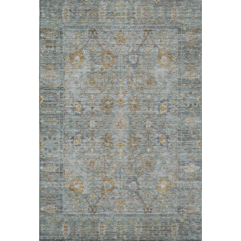 9' X 12' Teal And Brown Oriental Washable Area Rug With UV Protection