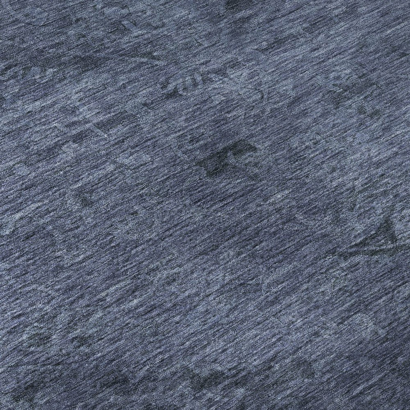 5' X 8' Navy Blue And Gray Medallion Washable Area Rug With UV Protection