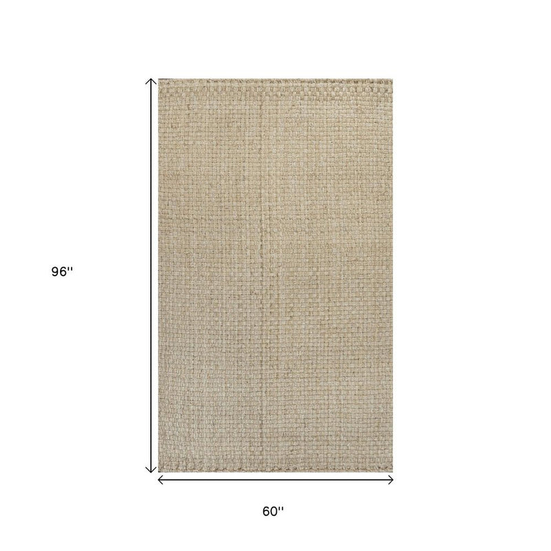 5' X 8' Ivory Jute Handmade Area Rug