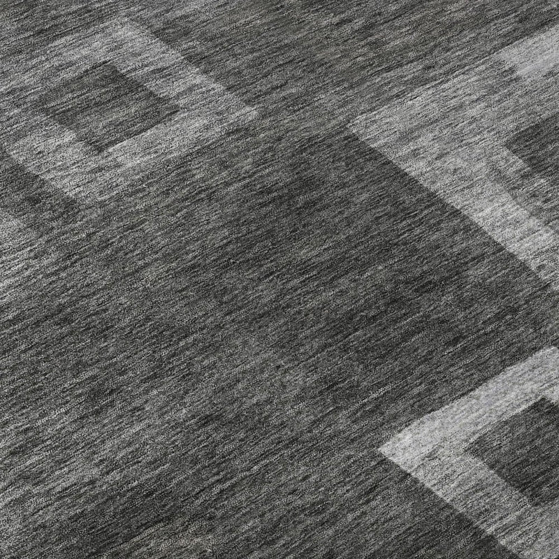 9' X 12' Black Silver And Gray Geometric Washable Area Rug With UV Protection