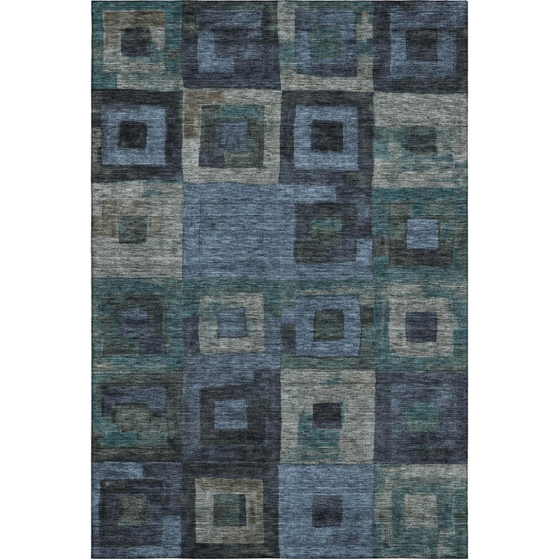 9' X 12' Blue And Green Geometric Washable Area Rug With UV Protection