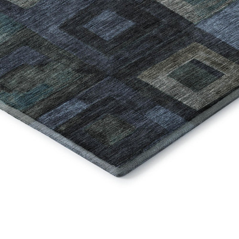 10' X 14' Blue And Green Geometric Washable Area Rug With UV Protection