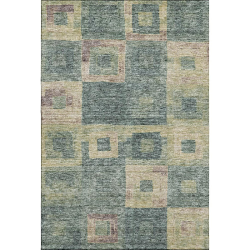 10' X 14' Sage Beige And Taupe Geometric Washable Area Rug With UV Protection