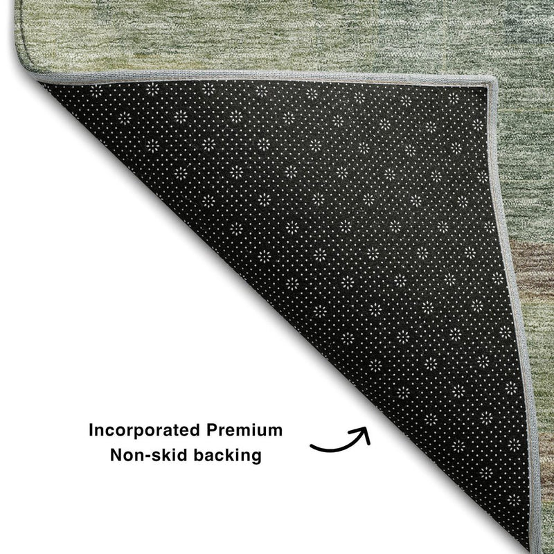 10' X 14' Sage Beige And Taupe Geometric Washable Area Rug With UV Protection