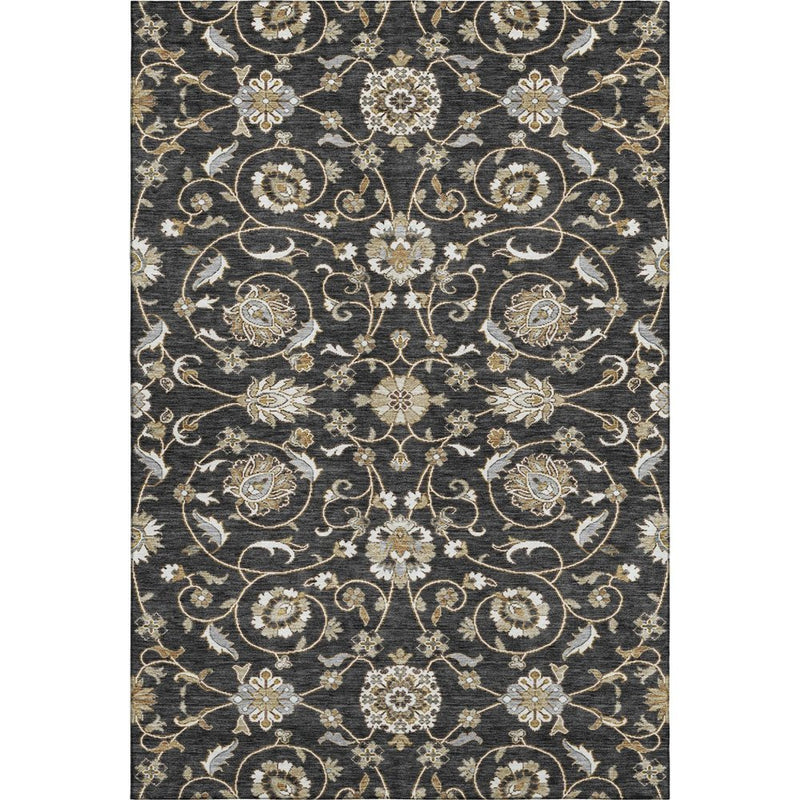 5' X 8' Black Ivory And Gray Moroccan Washable Area Rug With UV Protection