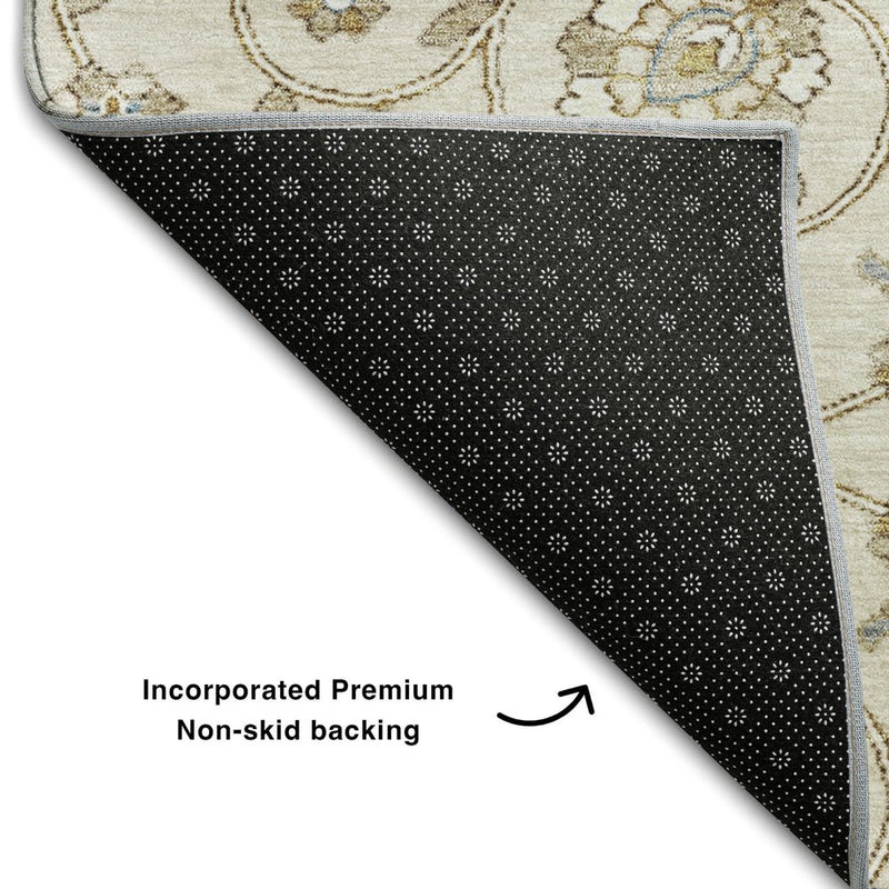 10' X 14' Ivory Copper And Gray Moroccan Washable Area Rug With UV Protection