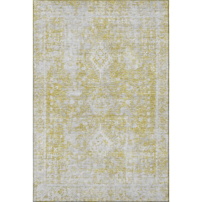 10' X 14' Gold And Silver Oriental Washable Area Rug With UV Protection