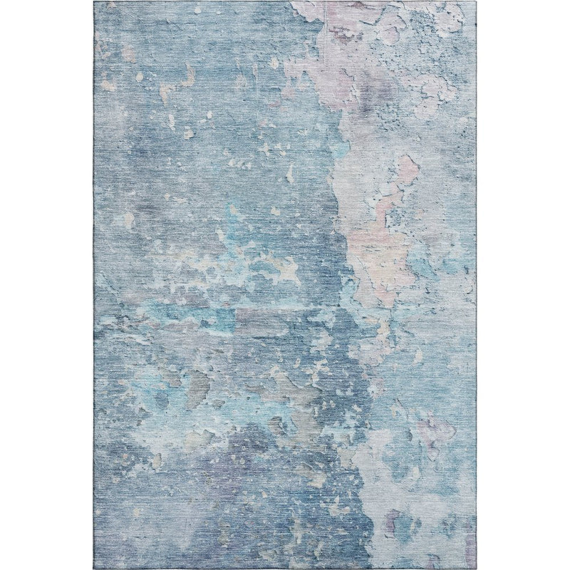 9' X 12' Blue Pink And Gray Abstract Washable Area Rug With UV Protection