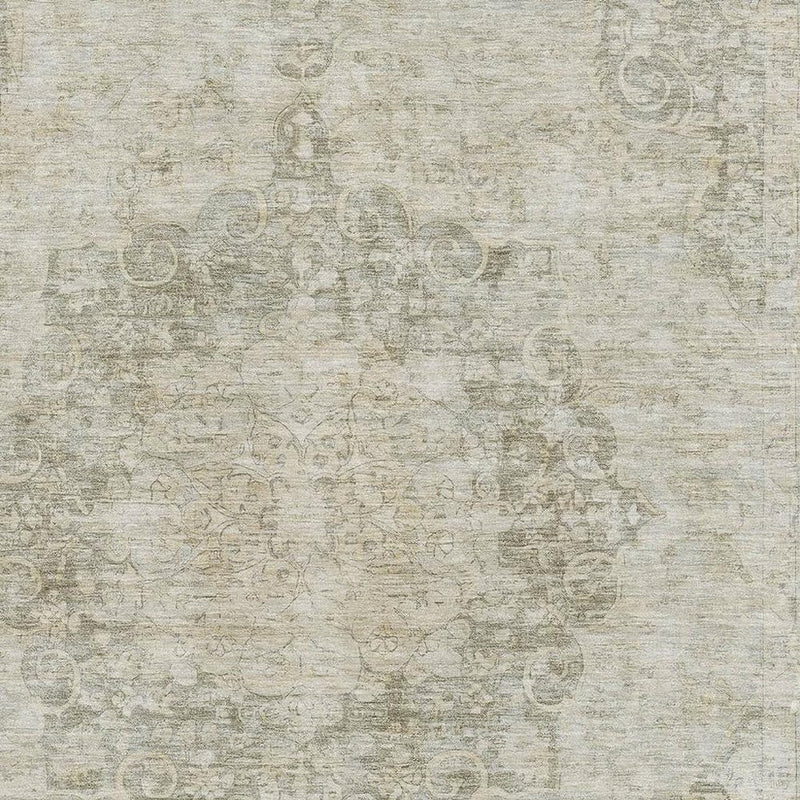 5' X 8' Sage Ivory And Gray Oriental Washable Area Rug With UV Protection