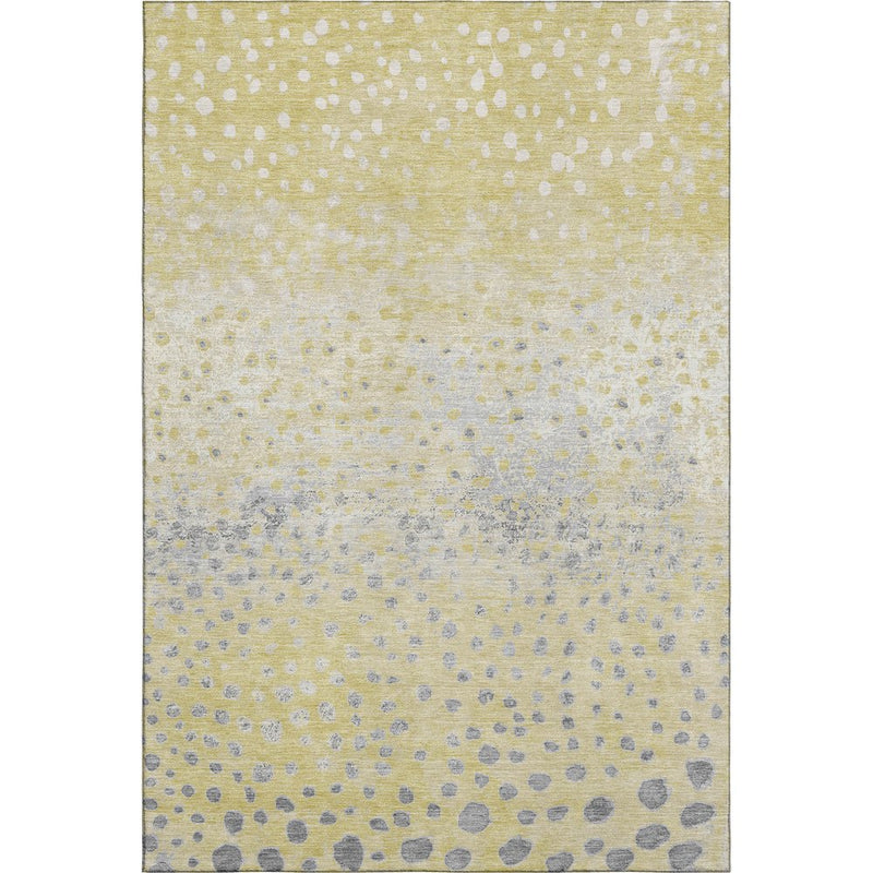 10' X 14' Gold Ivory And Gray Polka Dot Washable Area Rug With UV Protection