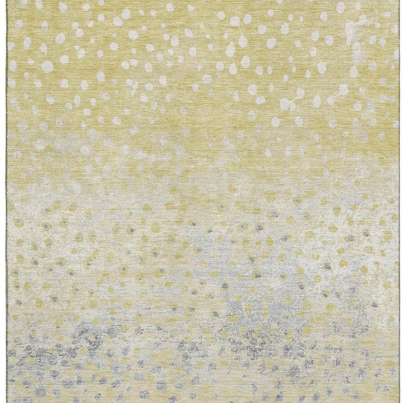 10' X 14' Gold Ivory And Gray Polka Dot Washable Area Rug With UV Protection