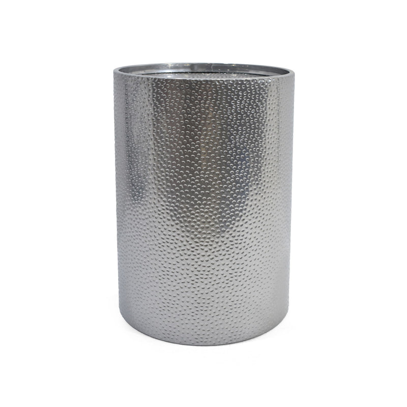 Modern Round Accent Table With Hammered Surface