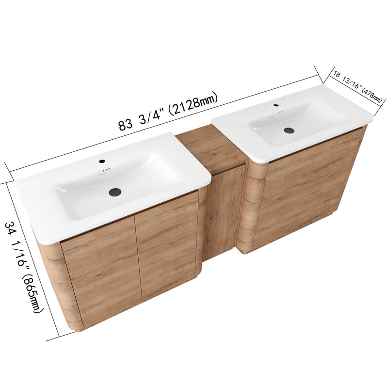 Soft Close Door Freestanding Bathroom Vanity With Sink, 1 Small Storage Cabinet