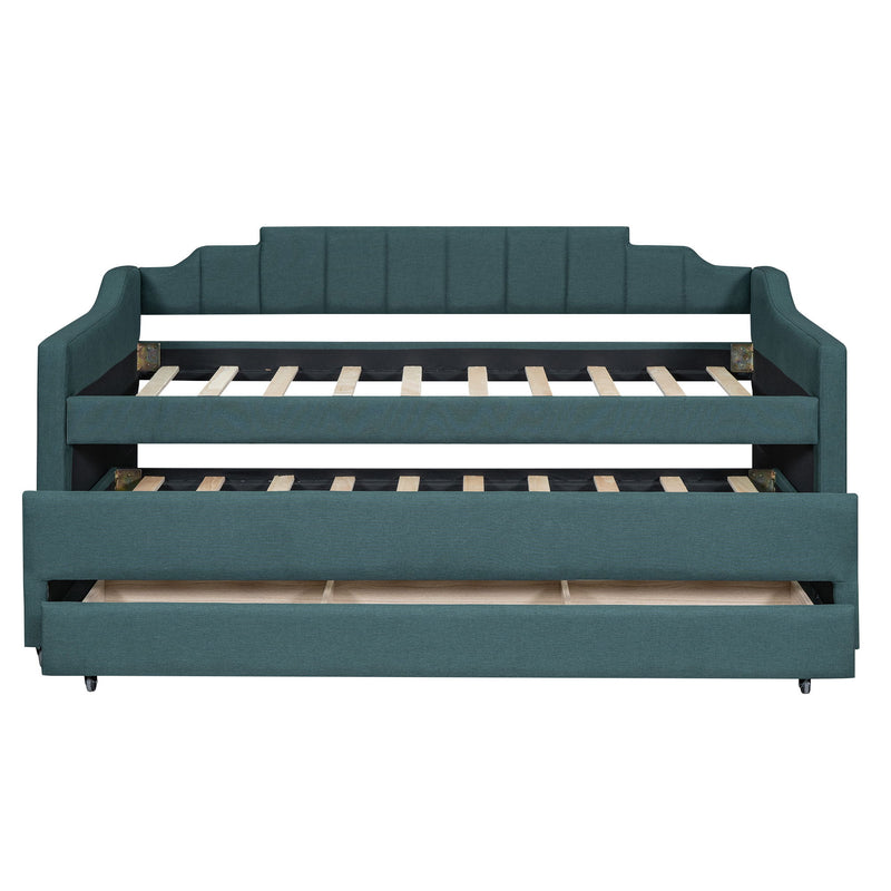 Upholstered Simple Design Daybed With Trundle And 3 Drawers