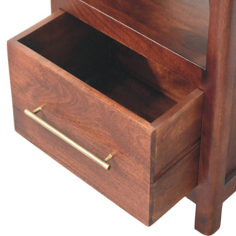 22" Wine Solid Wood One Drawer Nightstand