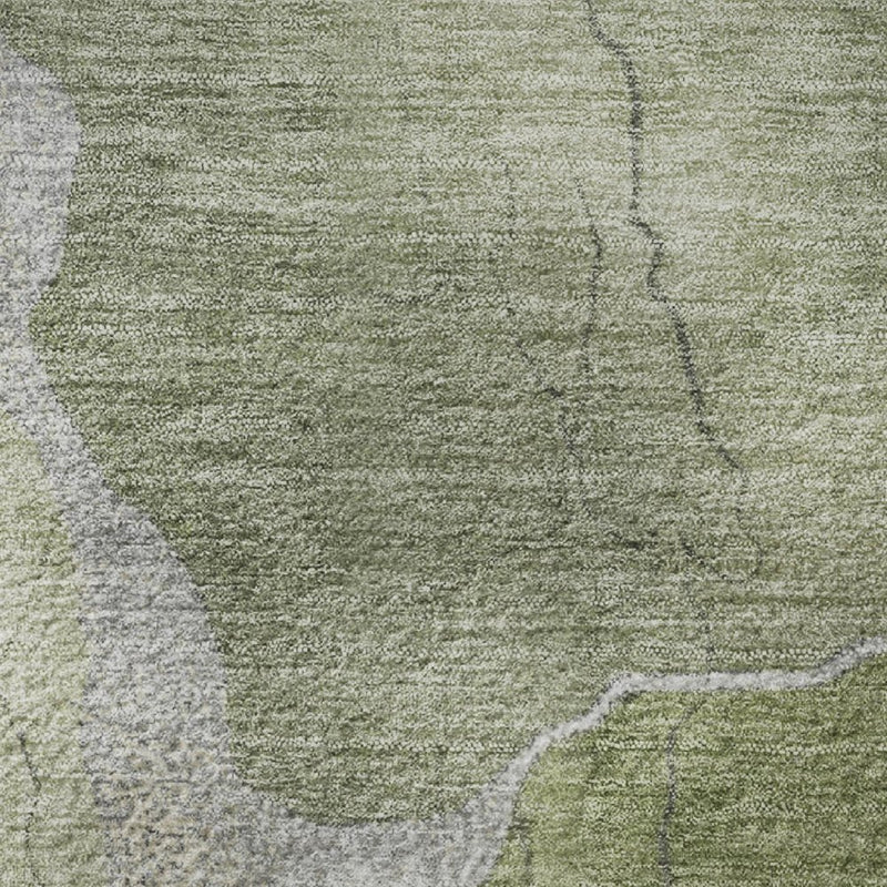 10' X 14' Green And Gray Abstract Washable Area Rug With UV Protection