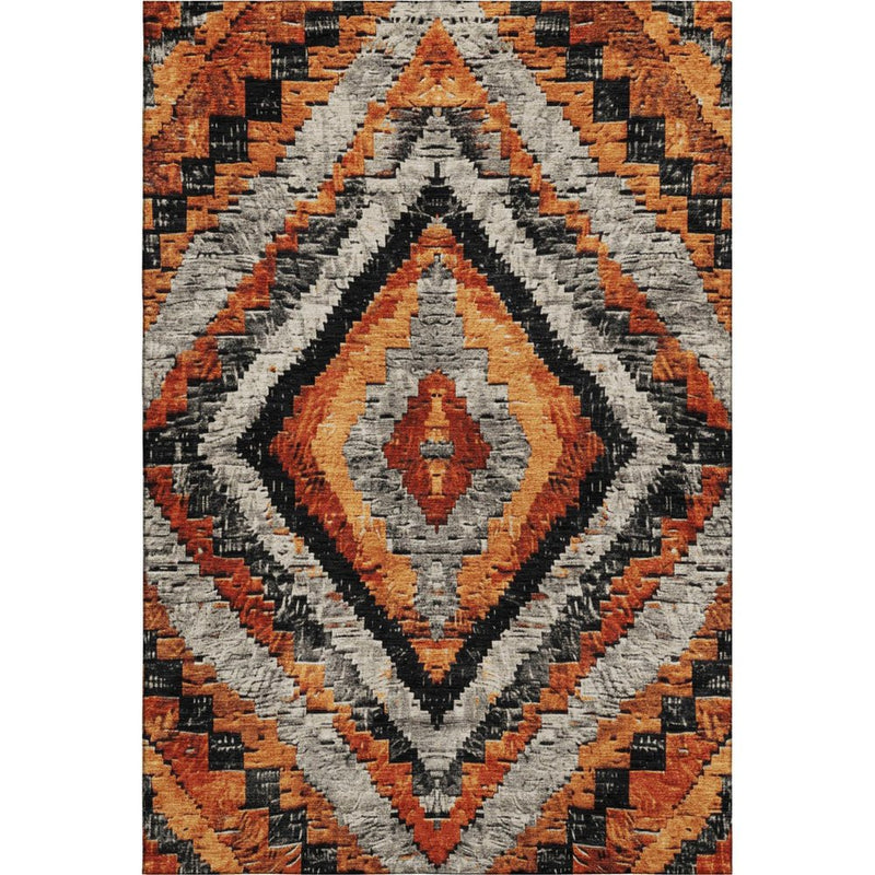 8' X 10' Terra Cotta Charcoal And Gray Diamond Washable Area Rug With UV Protection