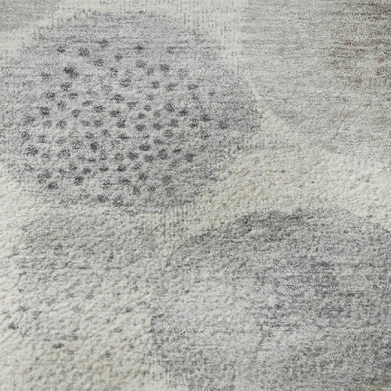 5' X 8' Ivory Gray And Silver Geometric Washable Area Rug With UV Protection