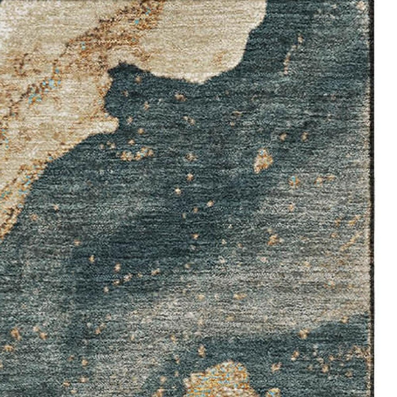 5' X 8' Wheat Gray And Ivory Abstract Washable Area Rug With UV Protection